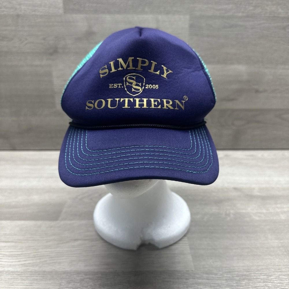 Simply Southern Preppy Navy Blue & Teal Trucker Style‎ SnapBack. OSFM.  Est 2005